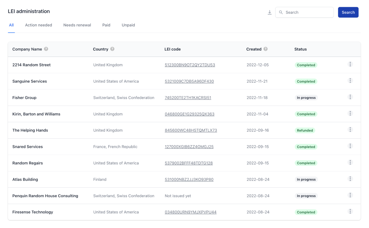 LEIAdmin management dashboard